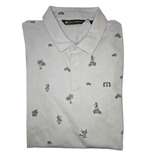 Travis Mathew  Polo Shirt Mens Large Golf Hawaiian All Over Print AOP TIKI HULA